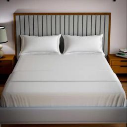 Mulberry Living Cotton Solid White 250 TC Super King Size Bedsheet with 2 Pillow Covers-image-98