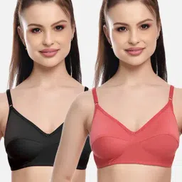 FIMS: Fashion is my Style Black & Coral Everyday Bras - Pack Of 2-image-80