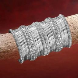 Oomph Silver Bridal Chuda Bangles - Set of 30-18