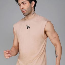 Brauch Printed Round Neck Gym Vest M-VEST-BACK-NEVERGIVEUP-BEIGE-S-13