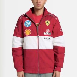Puma Red Cotton Regular Fit Printed Jackets-picture-1