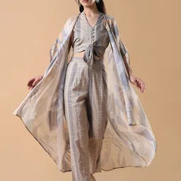 SHOWOFF Printed V Neck Top & Trousers With Shug Co-Ords-picture-16