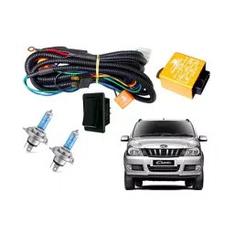 Auto Pearl Phoenix Headlamp Wiring Harness Kit with Relay, Switch & Halonix H4 12V 130/100W Halogen Bulb for Quanto-2