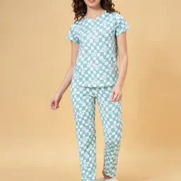 Dreamz by Pantaloons Blue Cotton Printed T-Shirt & Pyjamas Set-image-42