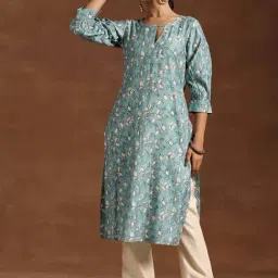 Libas Blue Printed Straight Kurta-picture-13