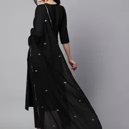 GoSriKi Floral Embroidered Sequnnied Straight Kurta With Trousers And Dupatta-picture-45