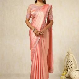 Soch Peach Embroidered Saree With Unstitched Blouse-picture-38