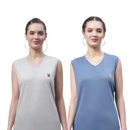 Vimal Jonney Grey & Blue Cotton Logo Print T-Shirt (Pack Of 2)-image-50