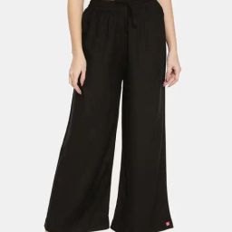 TWIN BIRDS Black Mid Rise Palazzos-image-92