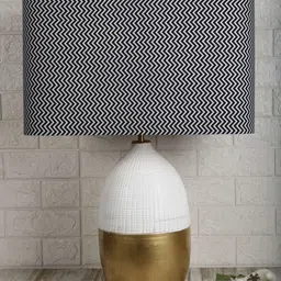 Grated Ginger Black & White Printed Fabric Rectangle Lampshade image 2