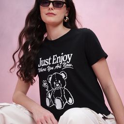 DressBerry Typography & Graphic Print Regular Fit T-shirt-image-35
