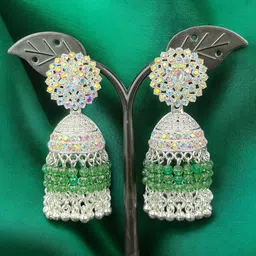 shreeji jewels Artificial Stones Studded And Ghungroo Beaded Dome Shaped Jhumkas-picture-40