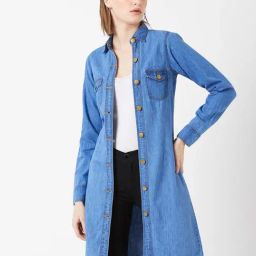 Miss Chase Blue Cotton Denim Shrug-44