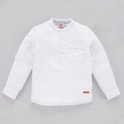 Ed-a-Mamma Kids White Solid Full Sleeves Shirt-image-11