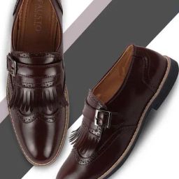 Fausto Men's Brown Monk Shoes-picture-11