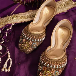JM Looks Women Fashion Flat Embellished Round Toe Flat Jutti With Comfortable Sole-image-77