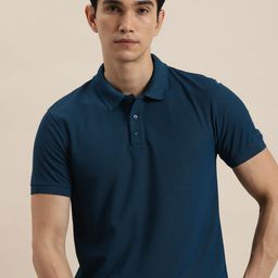 ether Men Teal Blue Polo Collar T-shirt-image-80
