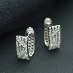 Aatmana Silver-Toned American Diamond Studded Classic Clip On Earrings for Women-13