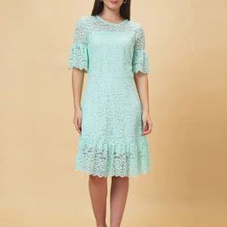Globus Light Green Lace A Line Dress-image-93