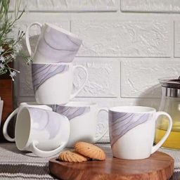 Femora Fine White & Blue Bone China Cup (0.16 L) - Set of 6-11