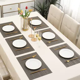 HOKIPO 6 Piece Grey Textured Table Placemats-43