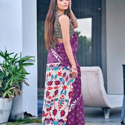 Anouk Polka Dots Printed Pure Cotton Saree image 3