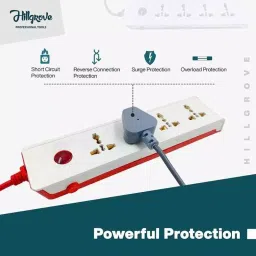 Hillgrove 10 Amp 4 Socket 1 Switch White Power Extension Board with Philip 2-in-1 Screwdriver, HGCM305M1 image 2