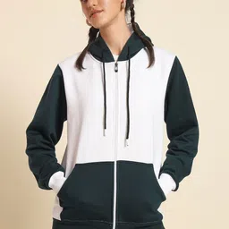 The Roadster Lifestyle Co Contrast Regular Zipper Hoodie With 2 Kangaroo Pockets-image-93