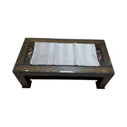 MONKDECOR Grey Textured Velvet Rectangular Table Runner image 3