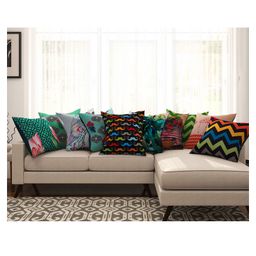 SEJ by Nisha Gupta Abstract Premium 16 by 16 Cushion Covers Set of 10 - Multicolor-image-14