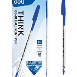 Deli Q3-BL Ball Pen Pen 1mm Tip Pack of 12 - Blue-image-14