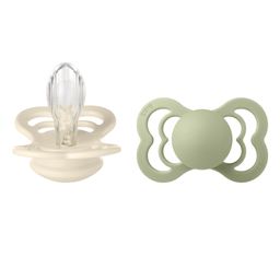 BIBS Supreme Pacifier Soother Flat Symmetrical Silicone Nipple Pack of 2 Size 2 - Ivory & Sage-picture-14