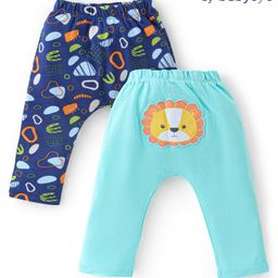 Babyoye 100% Cotton with Eco-Jiva Finish Lion Printed Diaper Pants Pack of 2  - Blue-image-32