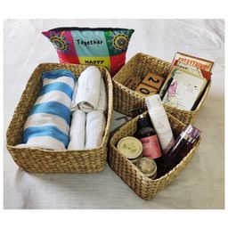 OnEarth Set of 3 Baskets Water Reed Kauna Grass for Home Pack of 3 - Multicolour-7