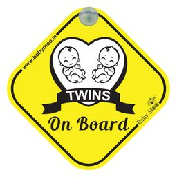 Baby Moo Twins On Board With Vacuum Suction Cup Clip - Yellow-image-98