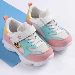 Cute Walk by Babyhug Velcro Closure Sneakers - White Pink & Blue-image-17
