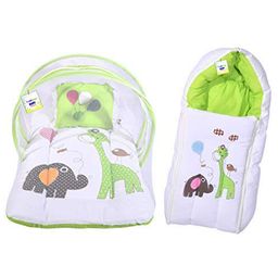 Toddylon New Born Baby Net Bed & Sleeping Bag Combo Gift Set - Green-19