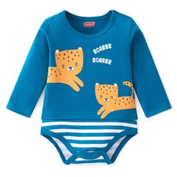 Babyhug 100% Cotton Full Sleeves Onesies With Leopard Print - Navy Blue-image-48