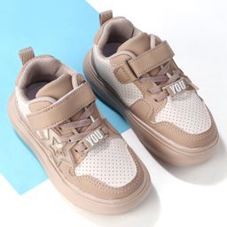 Oh! Pair Casual Shoes with Velcro Closure & Text Applique  - Khaki-image-47