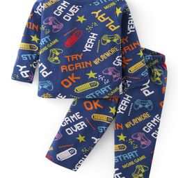 Babyhug Cotton Knit Full Sleeves Night Suit With Gaming Theme Print - Navy-image-52