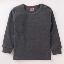 Babyhug Pull Over Full Sleeve Solid Color Thermal Vest - Grey-image-80