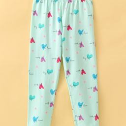 Doreme Single Jersey Knit Full Length Leggings with Heart & Text Print - Green-image-105