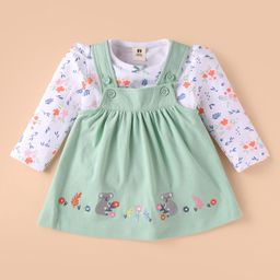 ToffyHouse Frocks with Inner Tee Full Sleeves Dress - 100% Knitted Cotton 50's Supercombed Cotton Interlock, Inner - 100% Knitted Cotton 50's Supercombed Cotton Interlock Female VIRDIAN 6-9m-image-9