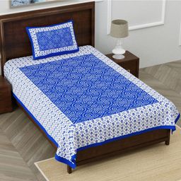 UniqChoice Pure Cotton Jaipuri Single bed sheet With 1 Pillow Cover-22