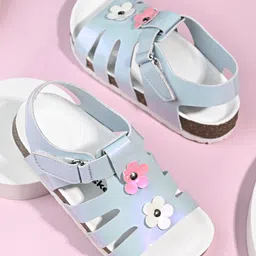 Briskers Synthetic Self Design Velcro Sandals - Sky Blue-picture-22