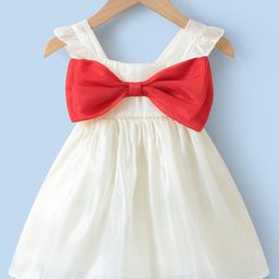 Mark & Mia Frill Sleeves Party Dress with Bow Applique - White-picture-24