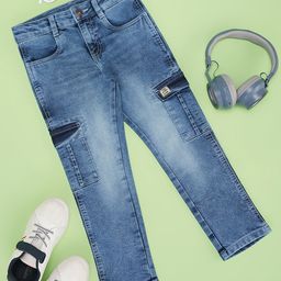 Pantaloons Junior Pocket Detailed Mild Washed Jeans - Blue-image-61