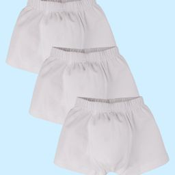 Kiddopanti Pack Of 3 Solid Boxer Shorts - White-image-6