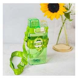 Elecart Bear Double Drinking Sipper Water Bottle with Adjustable Strap, Portable, Lightweight, Secure Locking Lid - 520 ml - Green-picture-14
