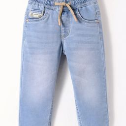 Ruff Woven Full Length Washed Denim Jeans - Light Blue-image-80